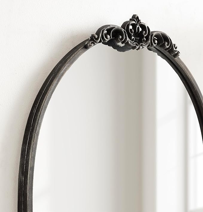 Kate and Laurel Myrcelle Traditional Arched Mirror; 21 x 26; Antique Black; - Image 5
