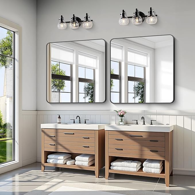 KOCUUY Black Bathroom Mirror 40"x40", Large Square Vanity Mirror - Image 5