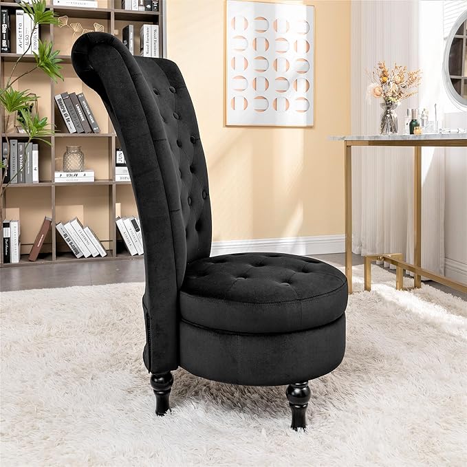 Container Furniture Direct Royal High-Back Velvet Accent Chair - Image 14