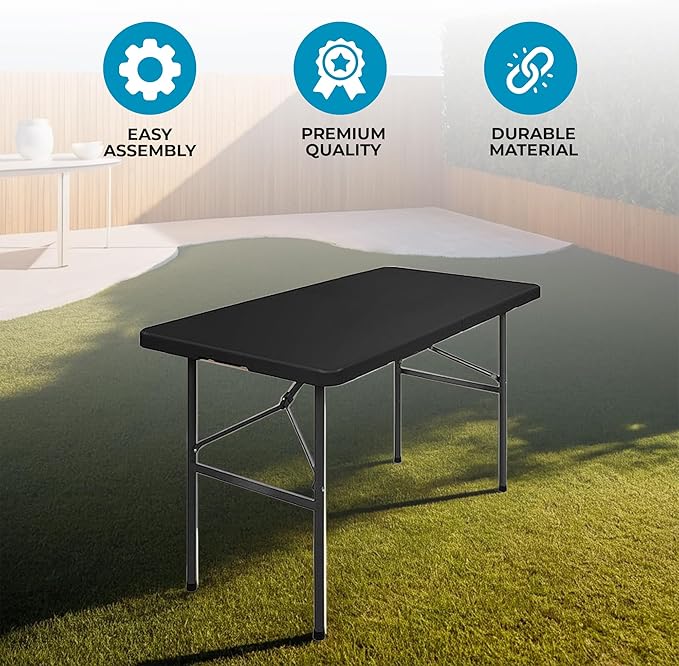 Simpli-Magic 4ft Portable Plastic Folding Table – 17% Thicker Than Others – - Image 4