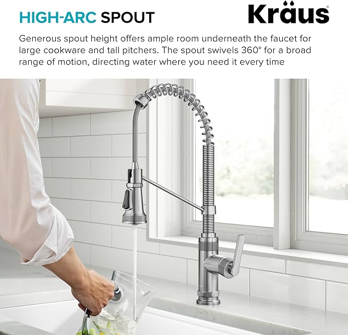KRAUS Allyn Commercial Style 2-Function Single Handle Pull Down Kitchen Faucet - Image 9