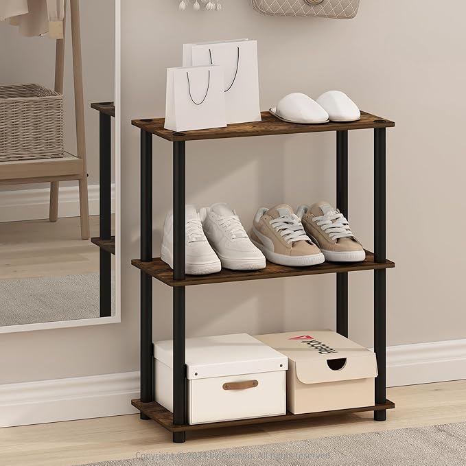 Furinno Turn-N-Tube 3-Tier Compact Multipurpose Shelf Display Rack, Amber - Image 2