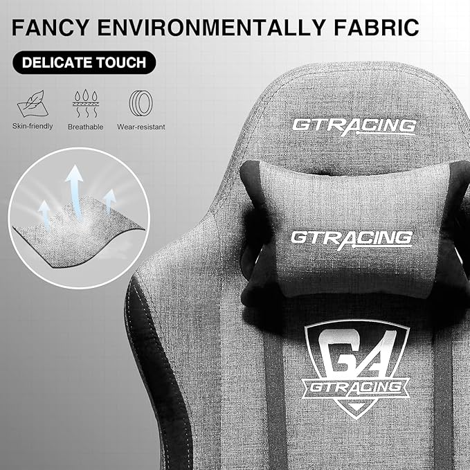 GTRACING Gaming Chair with Footrest, Fabric Breathable Big and Tall Ergonomic - Image 4