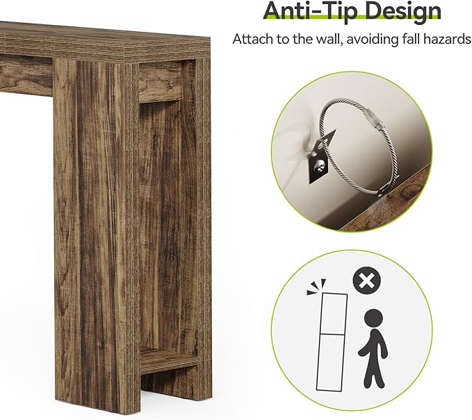 LITTLE TREE 70.9-Inch Long Entryway Table, Narrow Farmhouse Sofa Console Table - Image 8