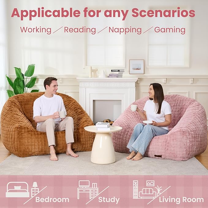 Bean Bag Chairs for Adults, Giant Beanbag Sofa Comfy Reading Chair, Oversized - Image 3