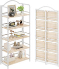 No-Assembly Folding Bookshelf Storage Shelves 5 Tiers Vintage Multifunctional by THKKYHomeOfficeFurniture