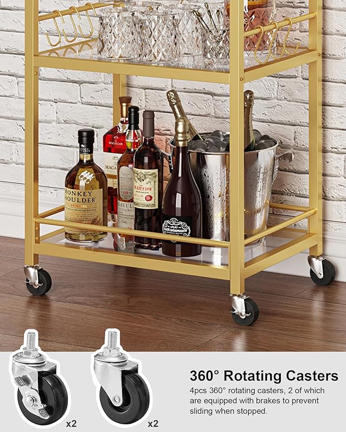 TUTOTAK Bar Cart, Home Bar Serving Cart - Image 5