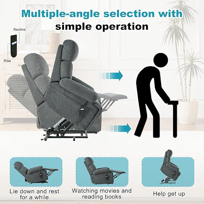 Recliner Chair Power Lift Massage Chair Full Body 23" Large Size Electric - Image 6