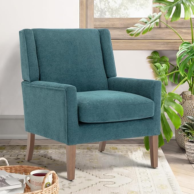 COLAMY Modern Wingback Living Room Chair Set of 2, Upholstered Fabric Accent - Image 3