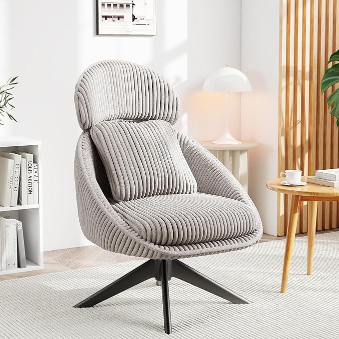 Furniliving Modern Living Room Chair, Swivel Accent Chair - Image 3