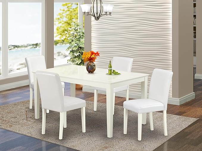 East West Furniture CAAB5-LWH-64 5 Piece Dining Room Furniture Set Includes a - Image 2