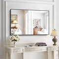 KOCUUY Black Rectangle Mirror, Large Black Wall Mounted Mirror, Metal Framed by KOCUUY