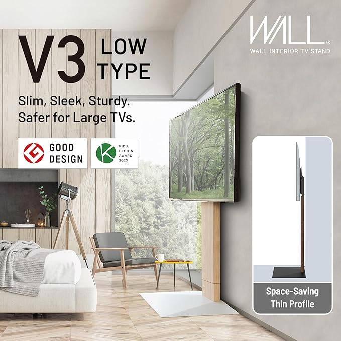 WALL V3 High Type | Sleek 32-80 Inch Universal Ultra Thin TV Stand | White Oak | - Image 2