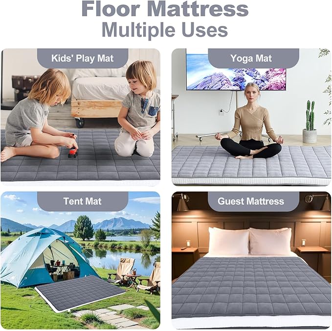 Tiita Japanese Floor Mattress Futon Mattress 4” Thick Folding Roll Up Sleeping - Image 4