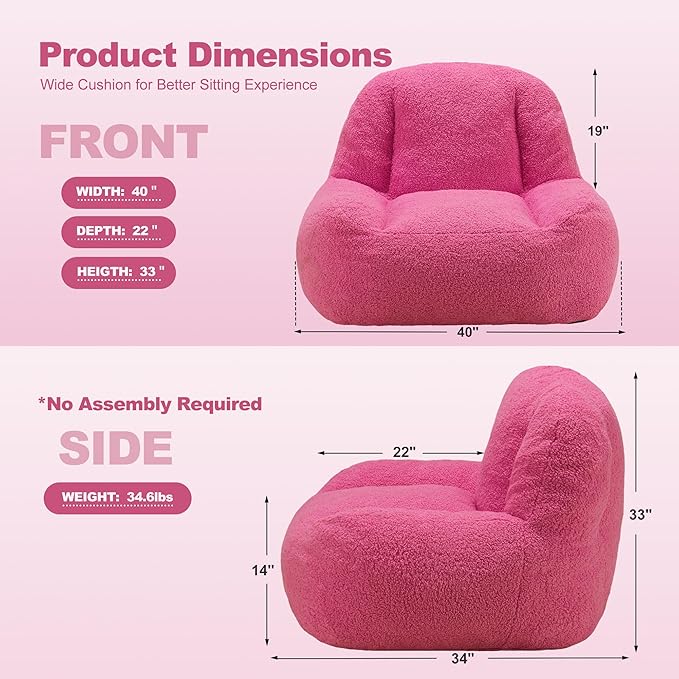 Homguava Bean Bag Chairs for Adults, Giant Beanbag Couch Adult Bean Bag Chair - Image 2
