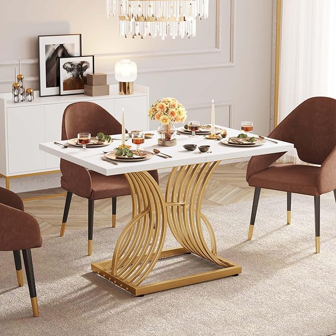DWVO Modern Dining Table for 4 People 47 Inch Rectangular Kitchen Table by DWVO