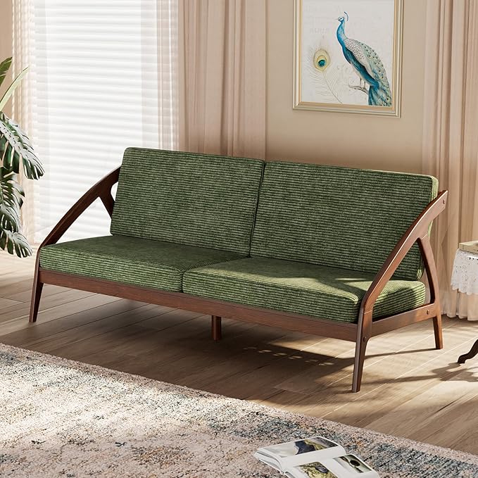 73.4" Solid Wood Upholstered Sofa, Comfortable Seat Cushion, Removable Cover by Lartis