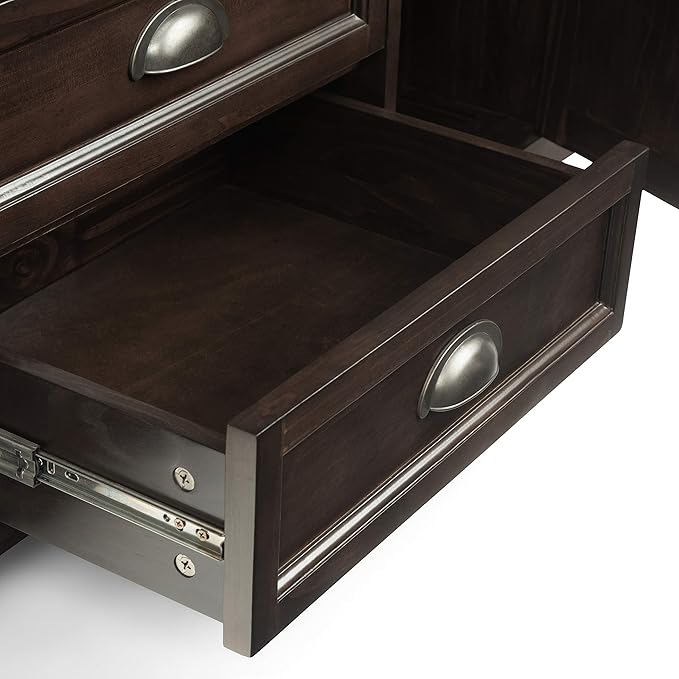 SIMPLIHOME Burlington SOLID WOOD 72 inch Wide Transitional TV Media Stand in - Image 4