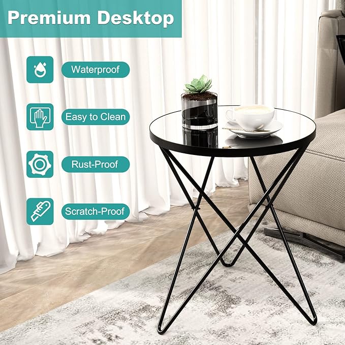 HLR Modern Round Side Table Set of 2, End Table - Image 5