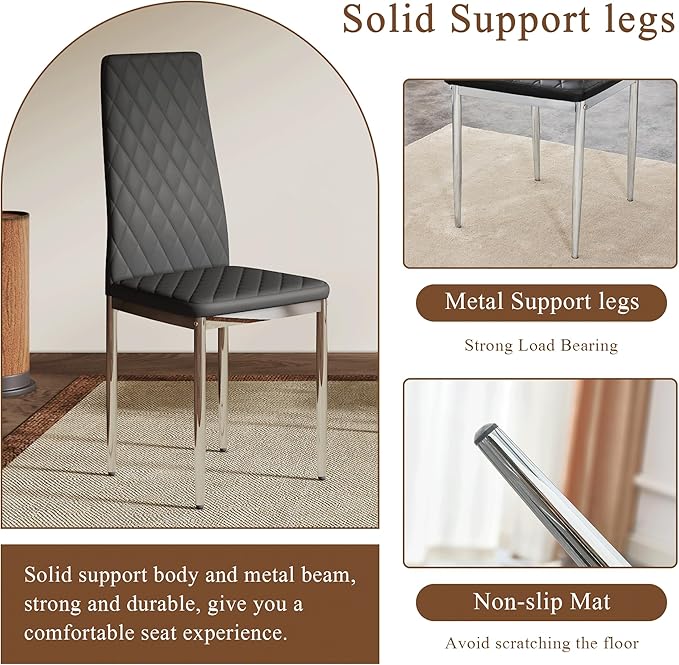 JT Modern Minimalist Dining Chair Fireproof Leather Sprayed Metal Pipe Diamond - Image 6