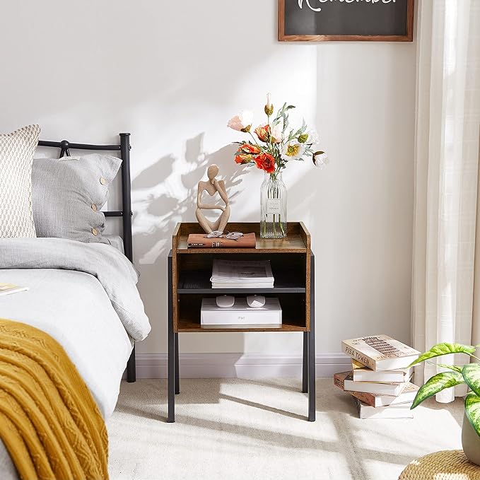 VECELO Nightstand Industrial Side End Table/Stackable Accent Furniture - Image 4