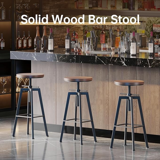 Vintage Adjustable Bar Stools Set of 2, Height Ranges from 24.8 to 30.8 inch - Image 2