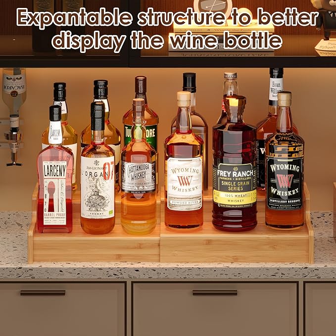 X-cosrack Expandable Liquor Bottle Display Shelf, Tabletop Wine Rack, - Image 5
