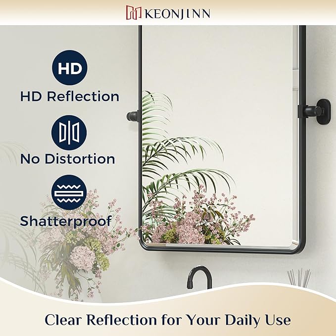 Keonjinn Pivot Mirror Bathroom, 20 x 24 In Beveled Tilt Mirror Bathroom - Image 6