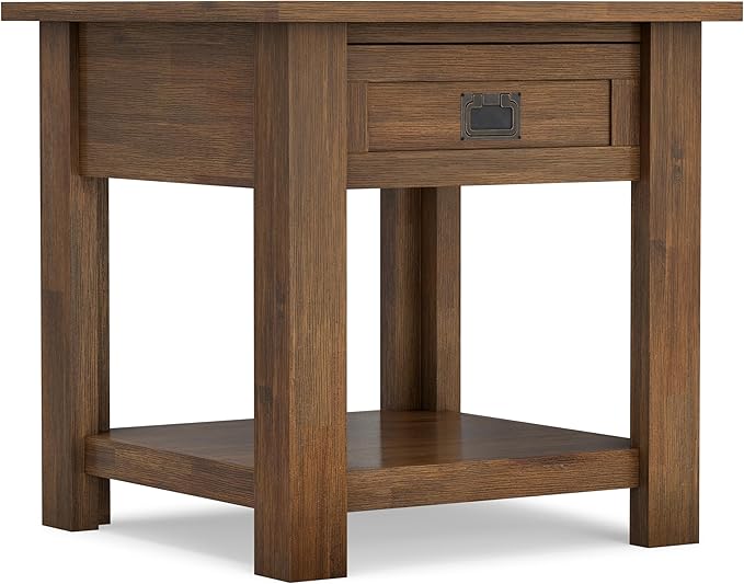 SIMPLIHOME Monroe SOLID ACACIA WOOD 22 inch Wide Square Rustic End Table in - Image 7