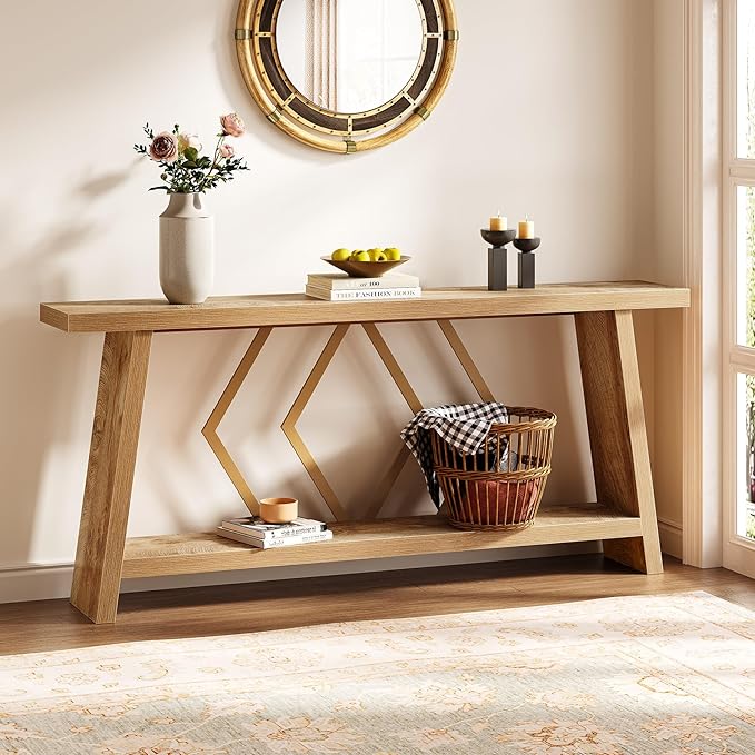 LITTLE TREE 70.9-Inch Console Table, Long Sofa Table Behind Couch, Farmhouse by LITTLETREE