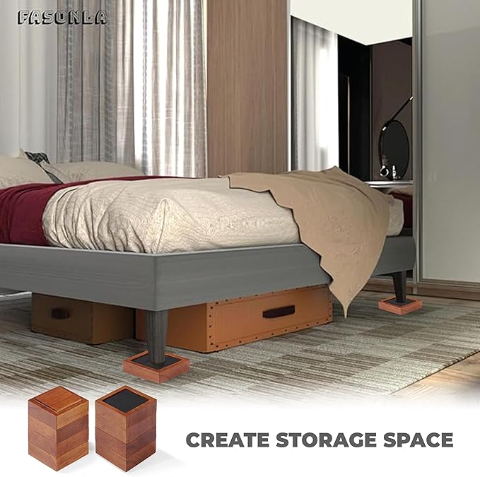 FASONLA Bed Risers Furniture Risers Lifts Height 1", Solid Natural Wood Risers - Image 6