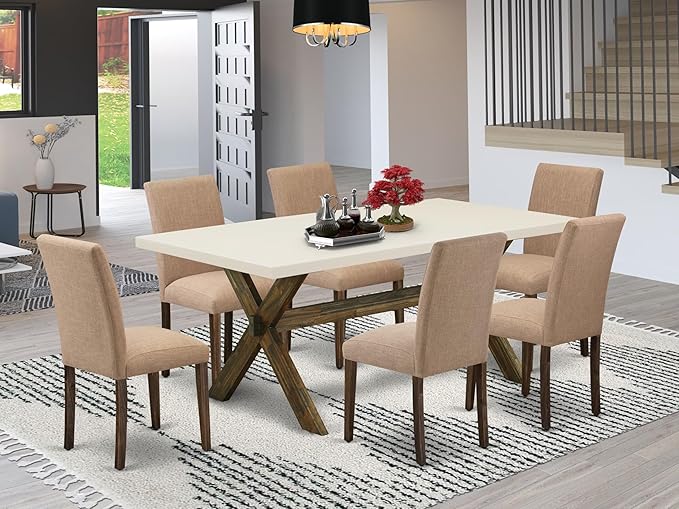 East West Furniture X727AB747-7 7 Piece Dining Room Furniture Set Consist of a - Image 2
