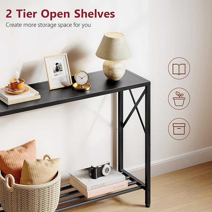 Tajsoon Console Table, 2-Tier Entryway Table, 41.8”L Narrow Sofa Tables - Image 5