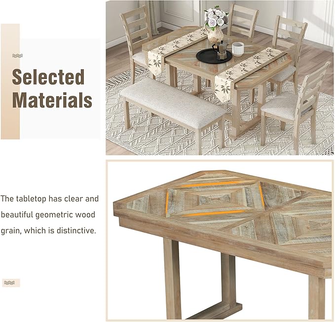 Ball & Cast 6 Piece Wood Dining Table Set - Image 7