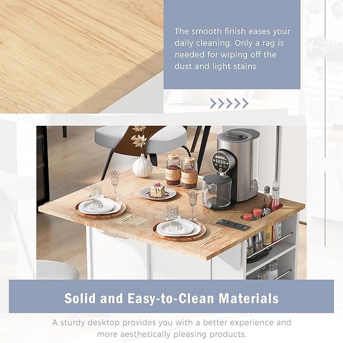 Merax Rubber Wood Kitchen Island - Image 4