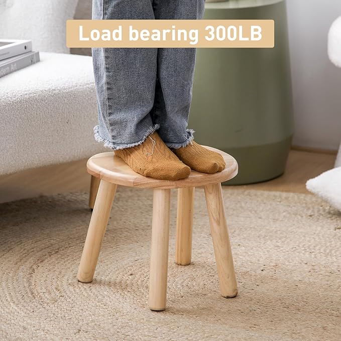 Wooden Stool, Small Step Stool for Kids, 10 inch Small Short Solid Wood Chair - Image 5