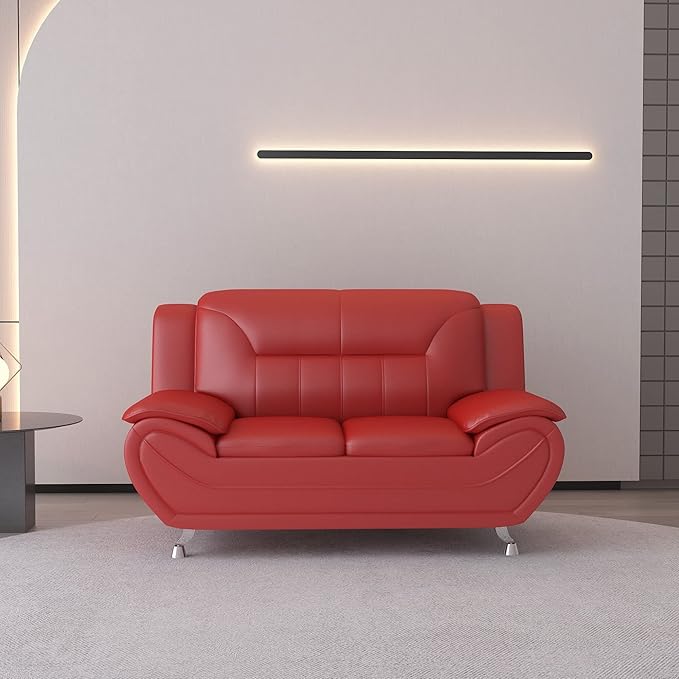 Container Furniture Direct Michael Modern Faux Leather Upholstered Stainless - Image 2