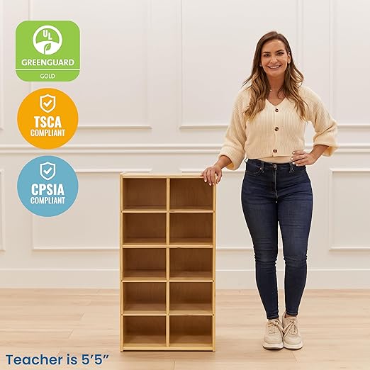 ECR4Kids Streamline 10 Cubby Tray Storage Cabinet, Classroom Furniture - Image 6