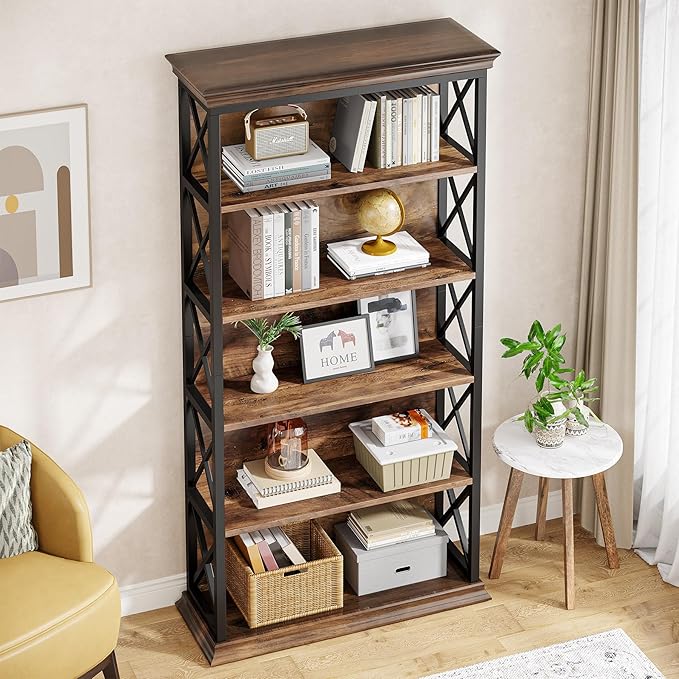 Tribesigns 6-Tier Bookcase, 71 Inches Industrial Bookshelves and Bookcases - Image 7