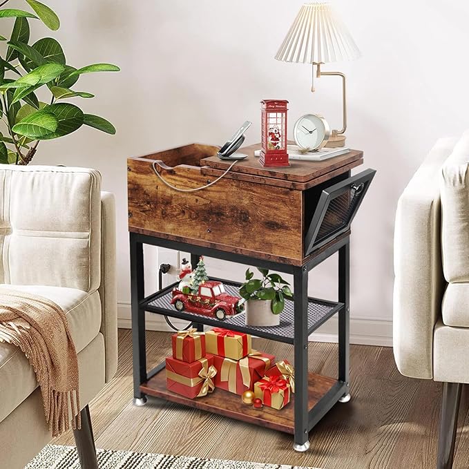 Flip Top End Table for Living Room, 28 inch Side Table, Narrow Side Table - Image 2