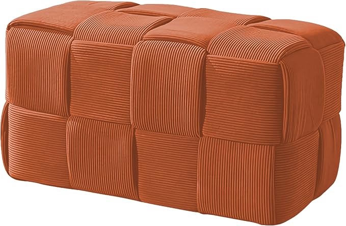 Ottoman Foot Rest Soft and Comfortable Ottoman Square Corduroy Woven Design by Cmishe