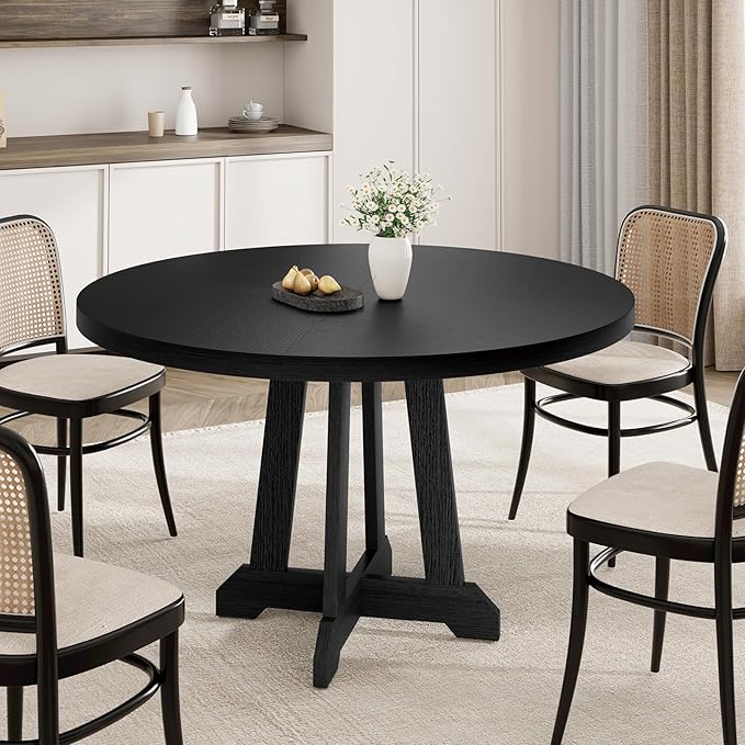 GarveeHome Round Dining Table for 4, Kitchen Dining Room Circle Dinner Pedestal by GarveeHome