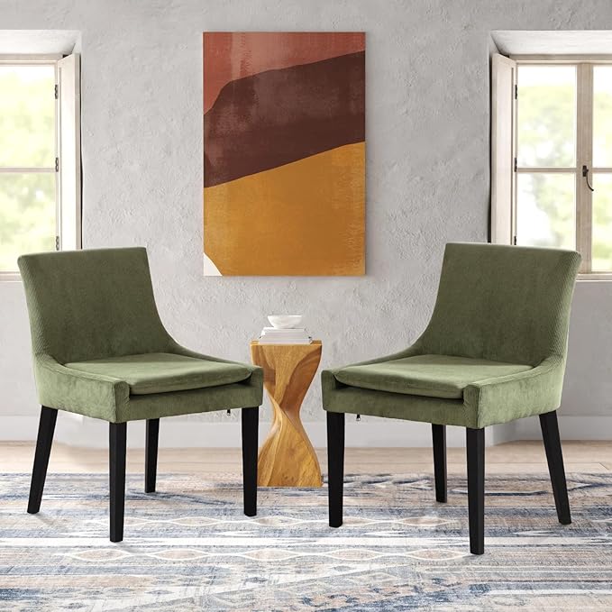 COLAMY Modern Dining Chairs Set of 2, Upholstered Corduroy Accent Side Chairs - Image 8