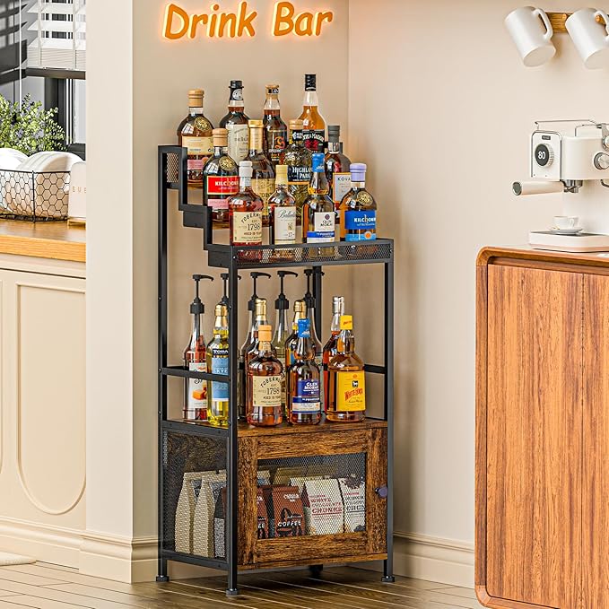 Tiered Liquor Stand with Bar Cabinet - Image 8