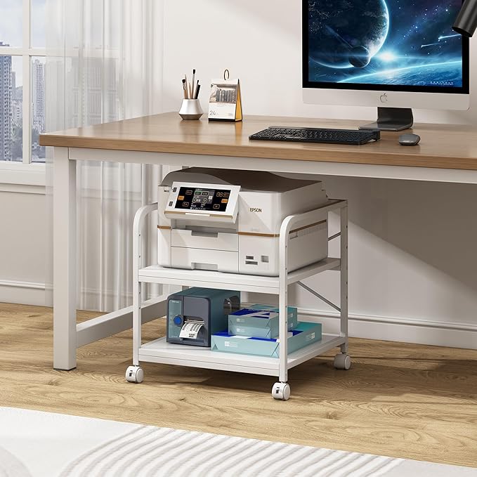 20 Inches Deep Large Printer Stand, 2 Tier Under Desk Printer Table - Image 5