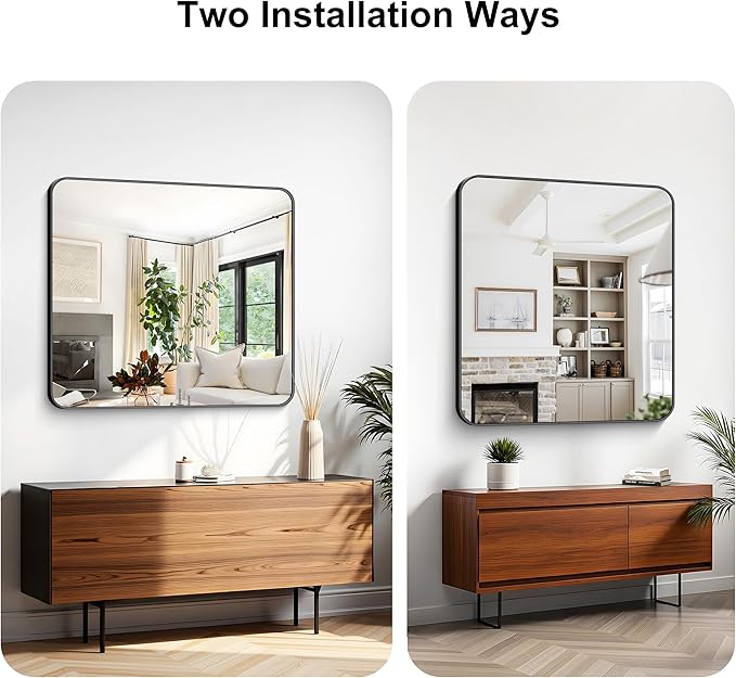 KOCUUY Black Rectangle Mirror, Large Metal Framed Mirror - Image 7