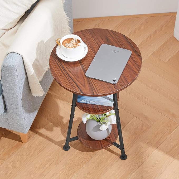 Dulcii Round Side Table for Narrow and Small Spaces, 3 Tier Small Round End - Image 4