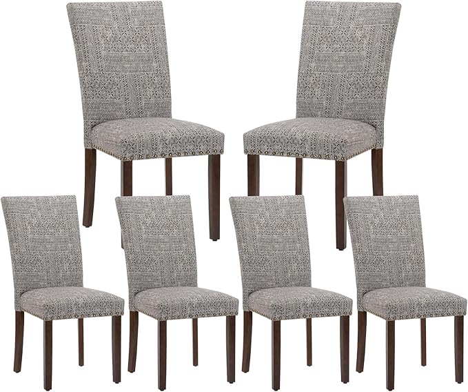 COLAMY Upholstered Parsons Dining Chairs Set of 6, Fabric Dining Room Kitchen by COLAMYINC