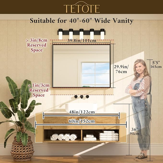 TETOTE Brushed Nickel Bathroom Mirror - Image 5
