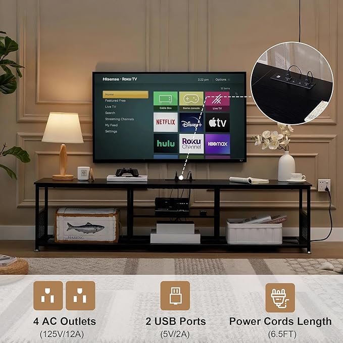 VECELO TV Stand with Power Outlets - Image 3